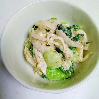 新玉ねぎと青梗菜の胡麻マヨサラダ